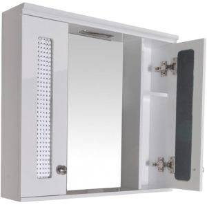 Горен огледален шкаф за баня от PVC с LED осветление 60 см ICMC 1045-60