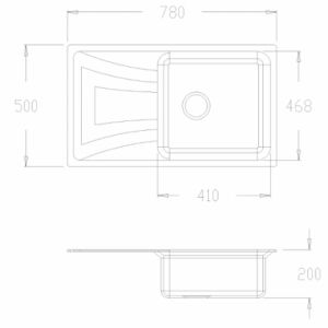 Сива мивка за кухня от синтетичен гранит 78х50х20 см ICSG 8104 GRAY