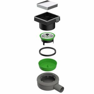 Подов рогов сифон за баня MICRO DRAIN 10х10 см за вграждане на плочка