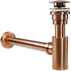 Меден матиран месингов цилиндричен сифон за умивалник за баня REA BRUSH COPPER