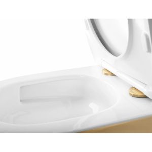 Стенна тоалетна чиния за вграждане без ринг CARLO MINI GOLD/WHITE Tornado NFQ