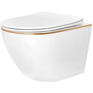 Стенна тоалетна чиния без ринг CARLO MINI GOLD EDGE Tornado NFQ