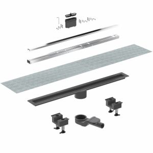 Лентов подов сифон за баня DOUBLE FACE Stainless 50 см с възможност за монтаж на плочка