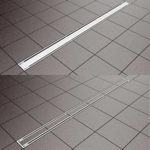 Лентов подов сифон за баня DOUBLE FACE Stainless 50 см с възможност за поставяне на плочка