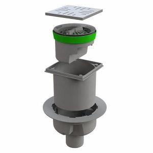 Вертикален подов сифон за баня 10х10 см с клапа EAST-DRAIN
