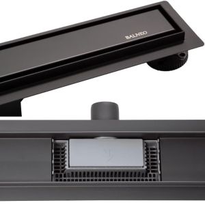 Черен лентов подов сифон BALNEO DUPLEX NEXT BLACK 50/60/70/80/90/100/110/120 см за монтаж на плочка