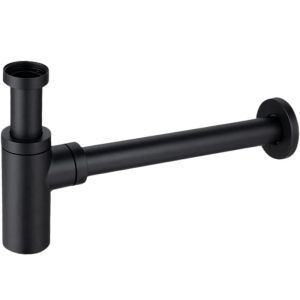 Черен луксозен бутилков сифон за мивка за баня BALNEO ROUND BLACK