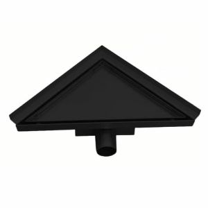 Черен ъглов подов сифон за баня CASCADA DELTA DUO BLACK 20х20 см с възможност за монтаж на плочка
