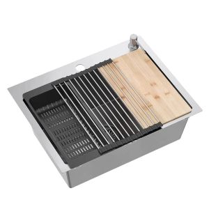Кухненска мивка от неръждаема стомана с дозатор и отцедник REA LUKE 110 INOX 58х45 см