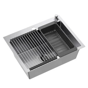 Мивка за кухня от неръждаема стомана с дозатор и отцедник REA LUKE 110 INOX 58х45 см