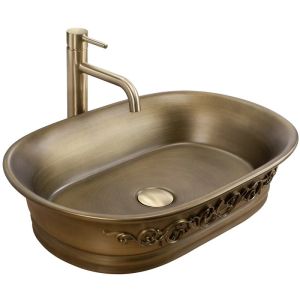 Мивка за баня за монтаж върху плот WILMA RUSTIC 55х38 см - старо злато