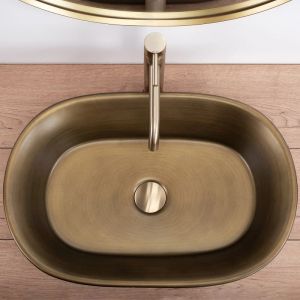 Умивалник за баня за монтаж върху плот WILMA RUSTIC 55х38 см - старо злато