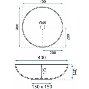 Умивалник за баня за монтаж върху плот MANDALA 40х40 см