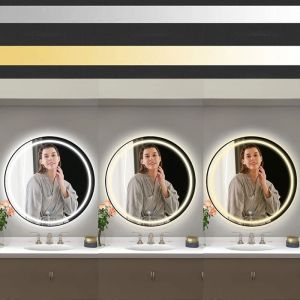 Огледало за баня с LED осветление и черна рамка с функция против изпотяване 60х60 см REA MMJ60 BLACK