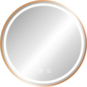 Огледало за баня с рамка розово злато и LED осветление 80х80 см с функция против изпотяване REA MMJ80 ROSE GOLD
