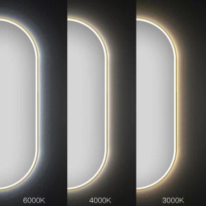Огледало за баня REA OVL с LED осветление с функция против изпотяване 50х100 см със златна рамка