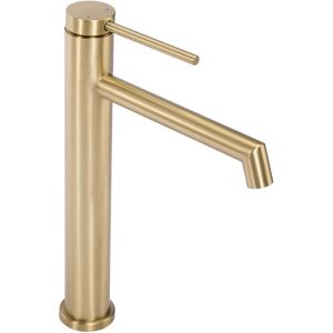 Висок златен матиран смесител за мивка за баня FOSS BRUSH GOLD