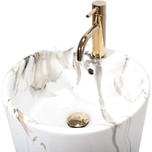 Масивен свободно стоящ умивалник за баня BLANKA MARBLE 40х40 см
