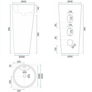 Свободно стоящ умивалник за баня BLANKA MARBLE 40х40 см