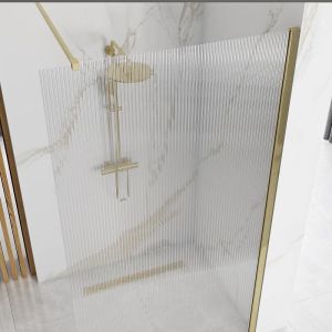 Стационарен параван за баня REA AERO INTIMO GOLD 90/100/120 см с 8 мм релефно стъкло и златен профил