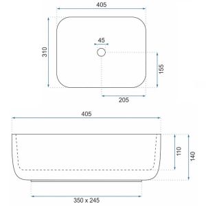 Умивалник за баня за монтаж върху плот DEMI MINI 40х31 см