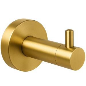 Златна матирана единична закачалка за баня BALNEO QUBE-1 BRUSH GOLD