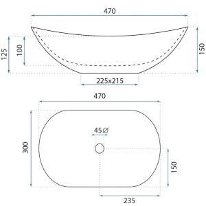 Умивалник за баня за монтаж върху плот ROYAL MINI 47х30 см