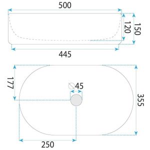 Умивалник за баня за монтаж върху плот OKTAWIA 50х36 см