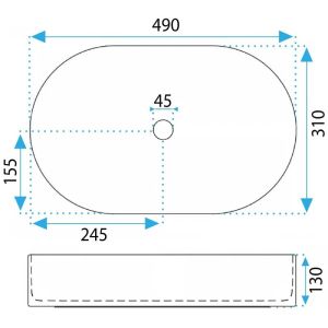 Умивалник за баня за монтаж върху плот VANDA 49х31 см