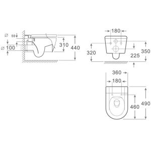Конзолна тоалетна чиния без ринг ICC 4937 MARBLE TORNADO